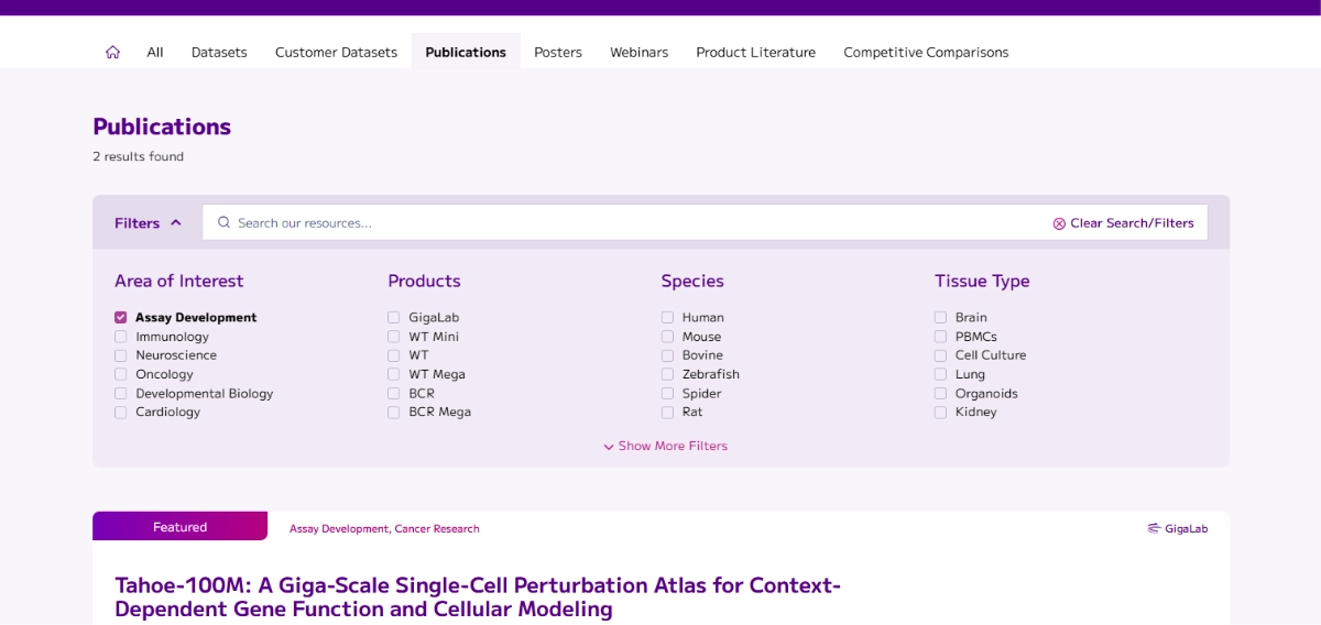 Website search and filters res