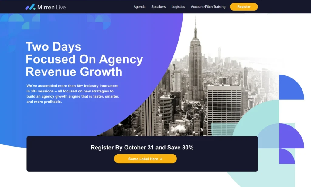 Conference website hero section